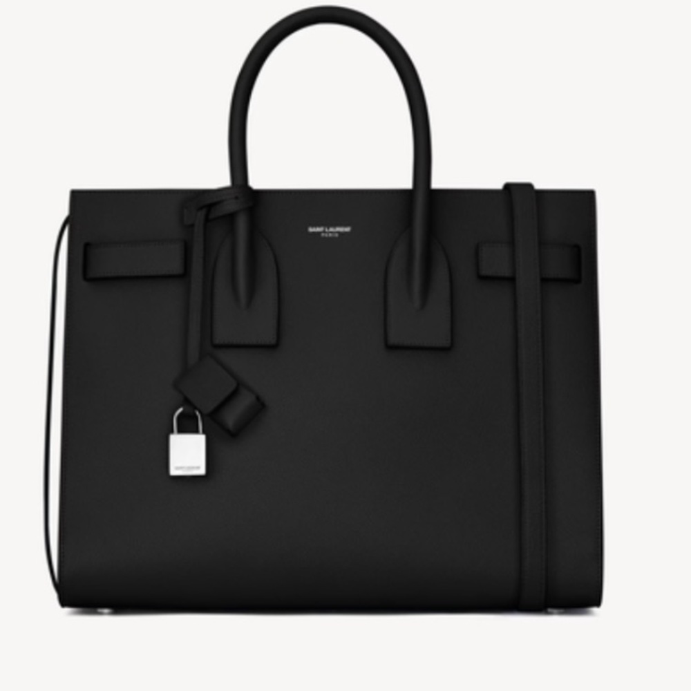 Saint Laurent Sac De Jour in Black calfskin palladium hardware.